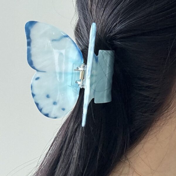 French Elegant Blue Butterfly Hair Clip - Image 4