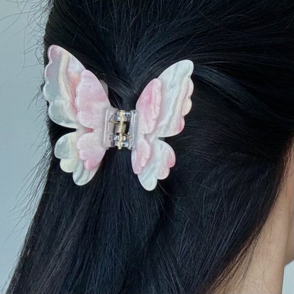 Butterfly White Pink Hair Clip - Image 2