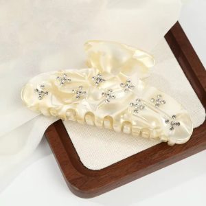 Elegant Diamond White Hair Claw