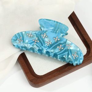 Elegant Diamond Blue Hair Claw