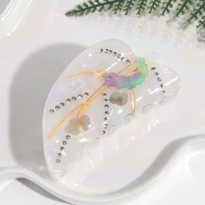 White Leaf Caterpillar Hair Clip