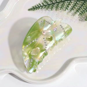Green Leaf Caterpillar Hair Clip